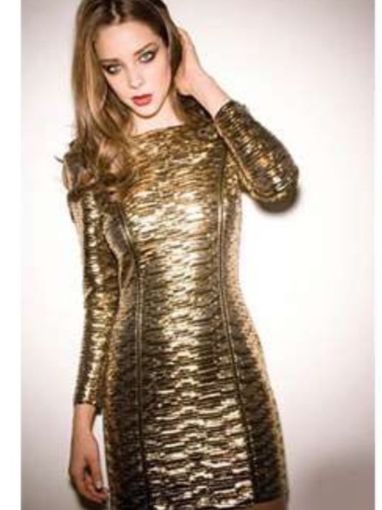 Torn by Ronny Kobo Dresses & Skirts - Gold Lame Dress